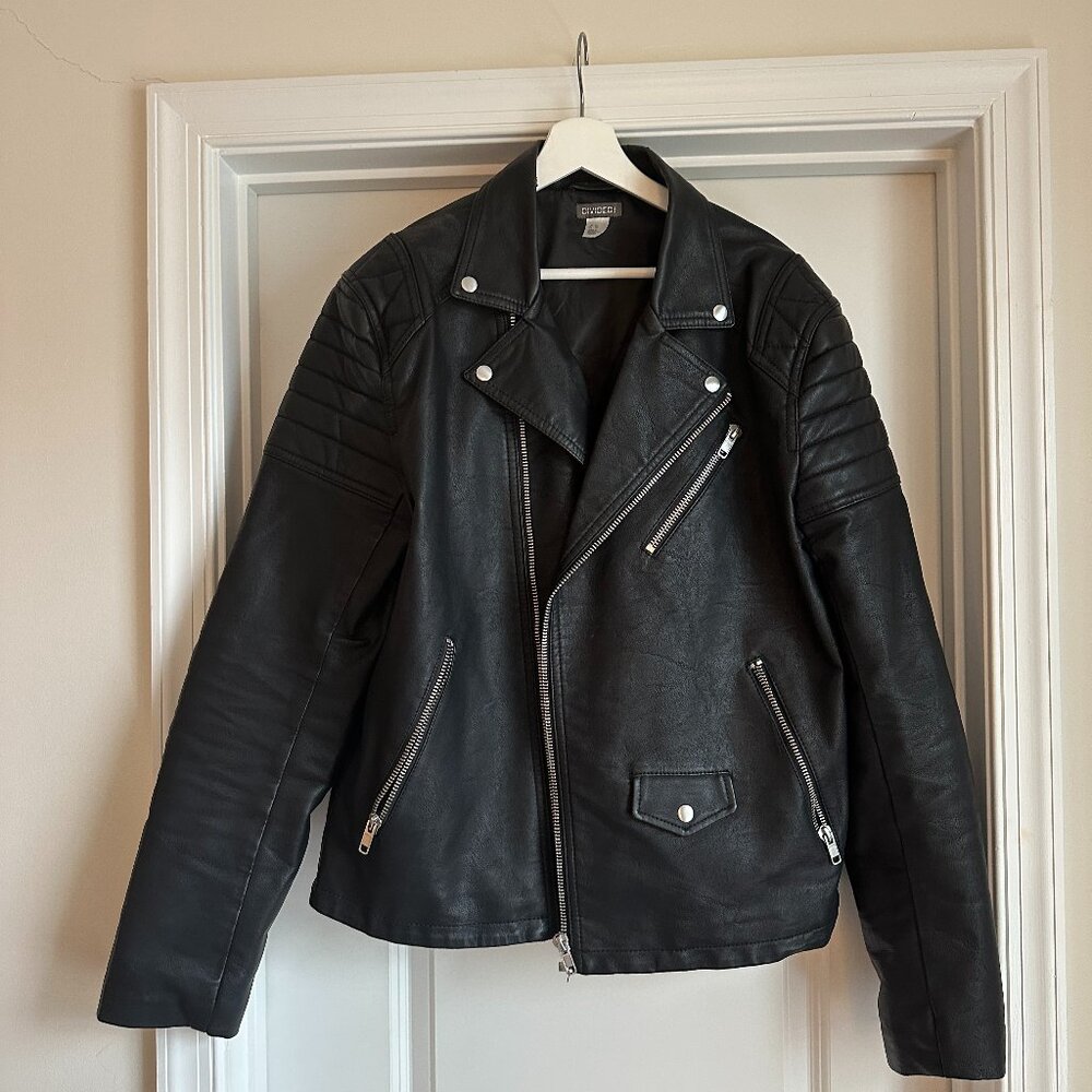 Black H&M Faux Leather Biker Jacket Size XL